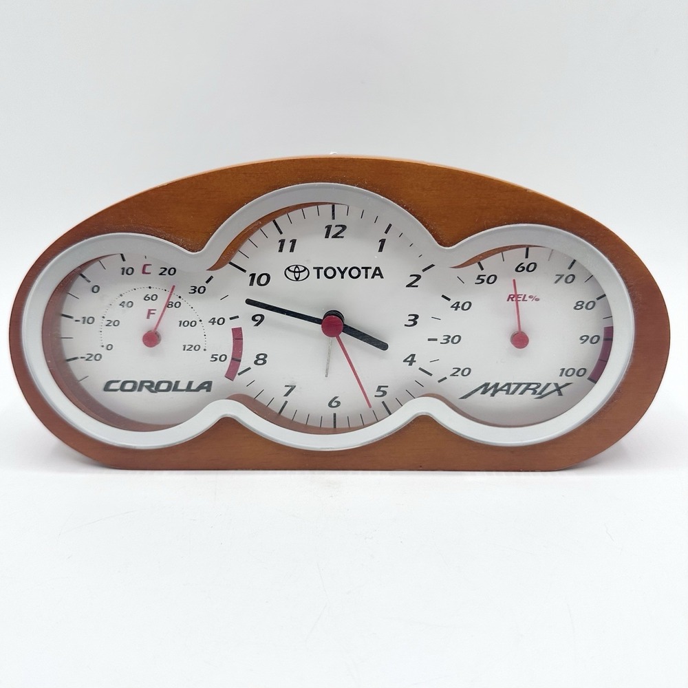 Vintage Toyota Corolla Matrix Wooden Wood Desk Clock